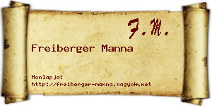 Freiberger Manna névjegykártya